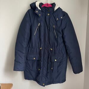 VERO MODA Blue Gold Parka Coat (Size Small)